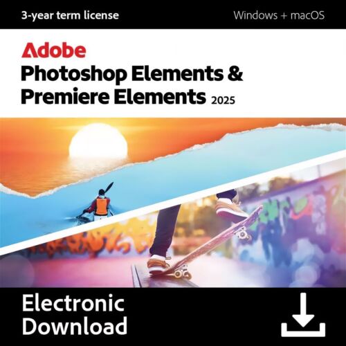 Photoshop & Premiere Elements 2025 Photography/Videos Digital Download