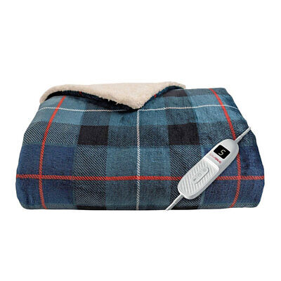 StaySnug Tartan Check Sherpa Heated Throw