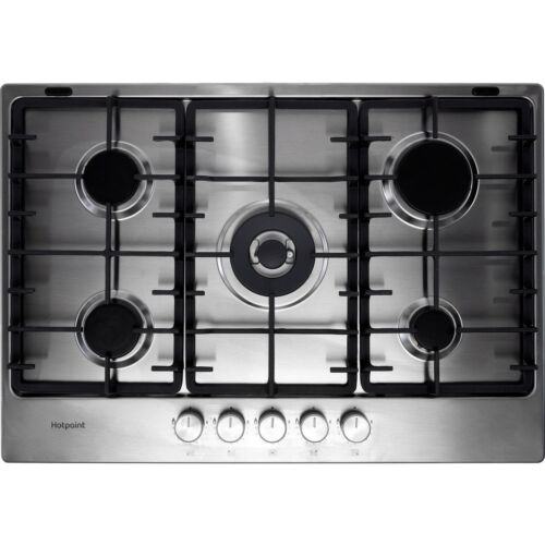Hotpoint PPH75GDFIXUK Built In 73cm 5 Burners Silver Gas Hob