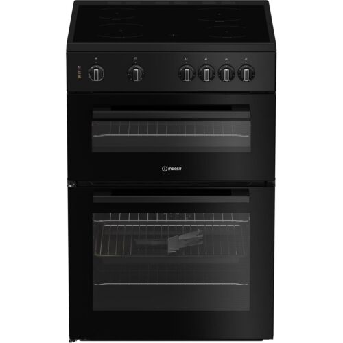 Indesit IT60V9KMB/UK 60cm Free Standing Electric Cooker with Ceramic Hob Black