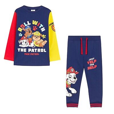 Character Kids Paw Patrol T-Shirt And Jogger Set Closed Hem Fleece Jogging Botto