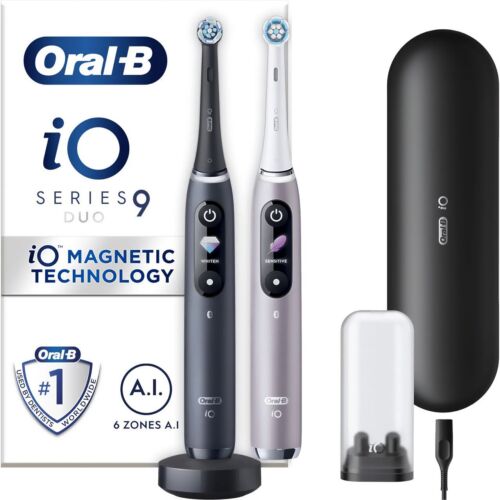 Oral B iO™ 9 Electric Toothbrush With Timer Black Lava & Rose Quartz