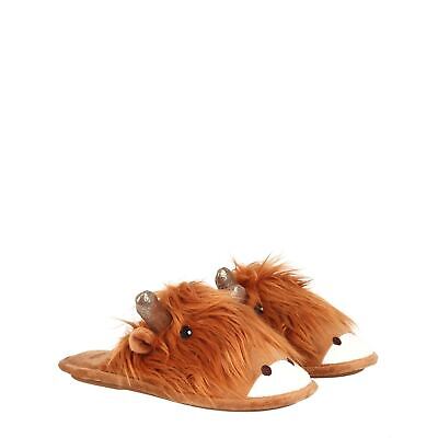 Linea Womens Highland Cow Slippers Novelty