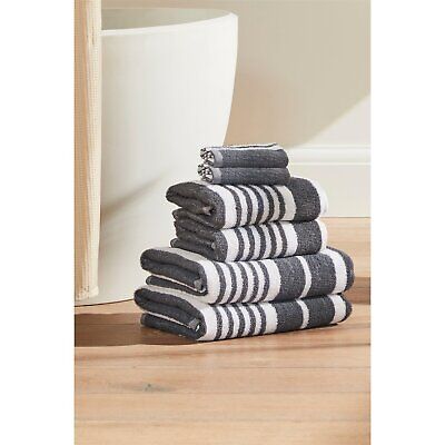 Homelife  6 Piece Stripe Silver Towel Bale Towels