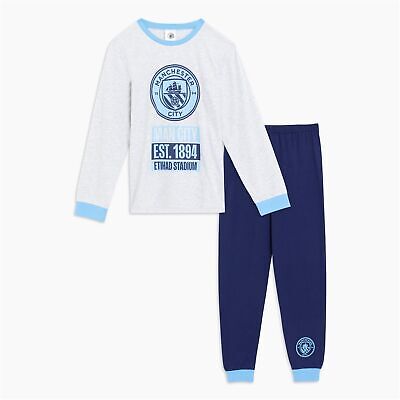 Team Kids Man City Long Sleeve Jersey Pj Short Pyjama Sets