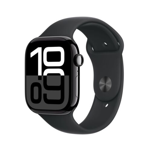 Apple Series 10 46 mm Waterproof Smart Watch GPS (2024) Black Sport Band - M/L