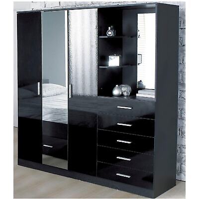 Homelife Unisex Carleton High Gloss Mirror Combi Unit Wardrobes