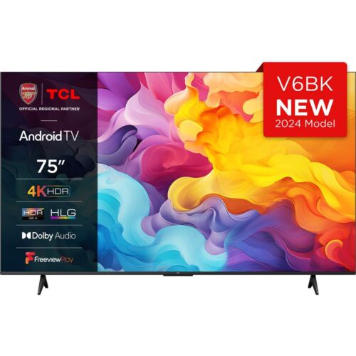 TCL 75V6BK 75 Inch LED 4K Ultra HD Smart TV Bluetooth WiFi