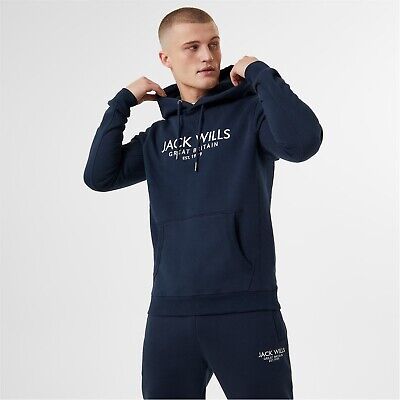 Jack Wills Batsford Graphic Logo Hoodie Mens Gents OTH Hoody Hooded Top Regular