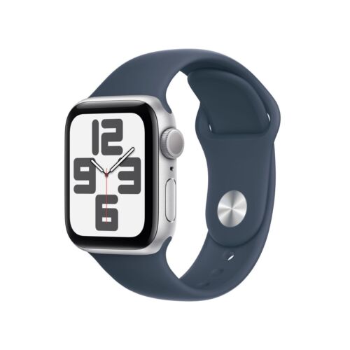 Apple SE 40 mm Waterproof Smart Watch GPS (2023) Storm Blue Sport Band - M/L