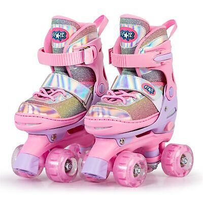 Star Kids Girls Rollerskates Adjustable Roller Skates for with Light up Wheels