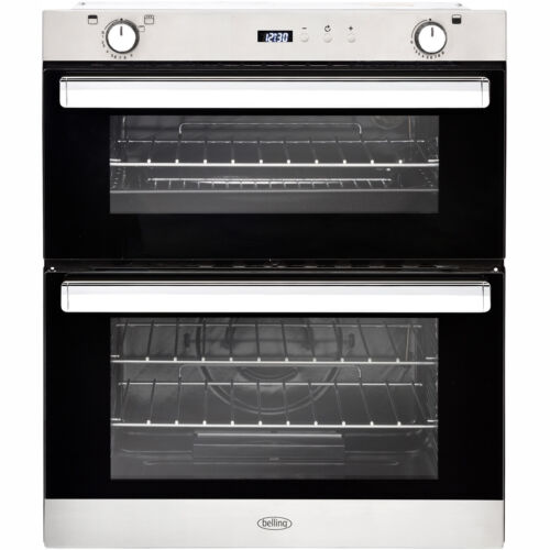 Belling BI702G Built Under 60cm Gas Double Oven Stainless Steel A/A New from AO