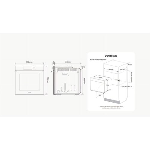 Samsung NV7B41403AK/U4 Series 4 Built In 60cm Electric Single Oven Black A+