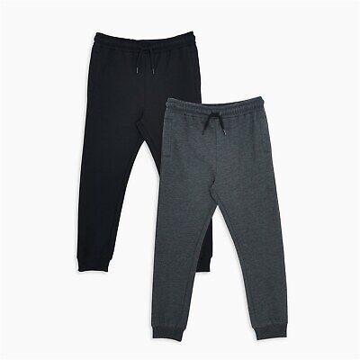 Studio Boys 2 Pack Jogger Black charcoal Closed Hem Fleece Jogging Bottoms