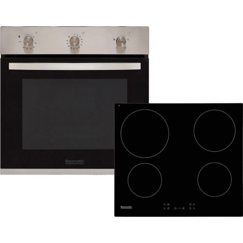 Baumatic BCPK605X Single Ovens & Ceramic Hob Built In Stainless Steel / Black